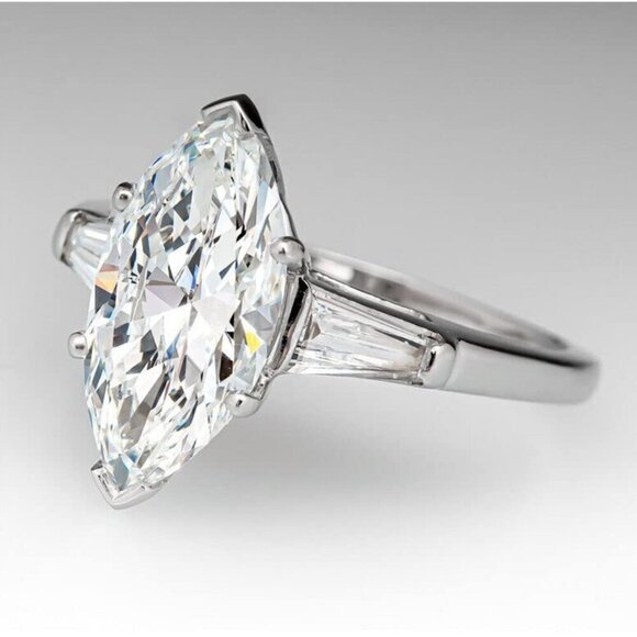 Drizzle Jewels 2.40 Ct Marquise & Baguette Cut Lab Created Diamond Three Stone - Picture 6 of 6
